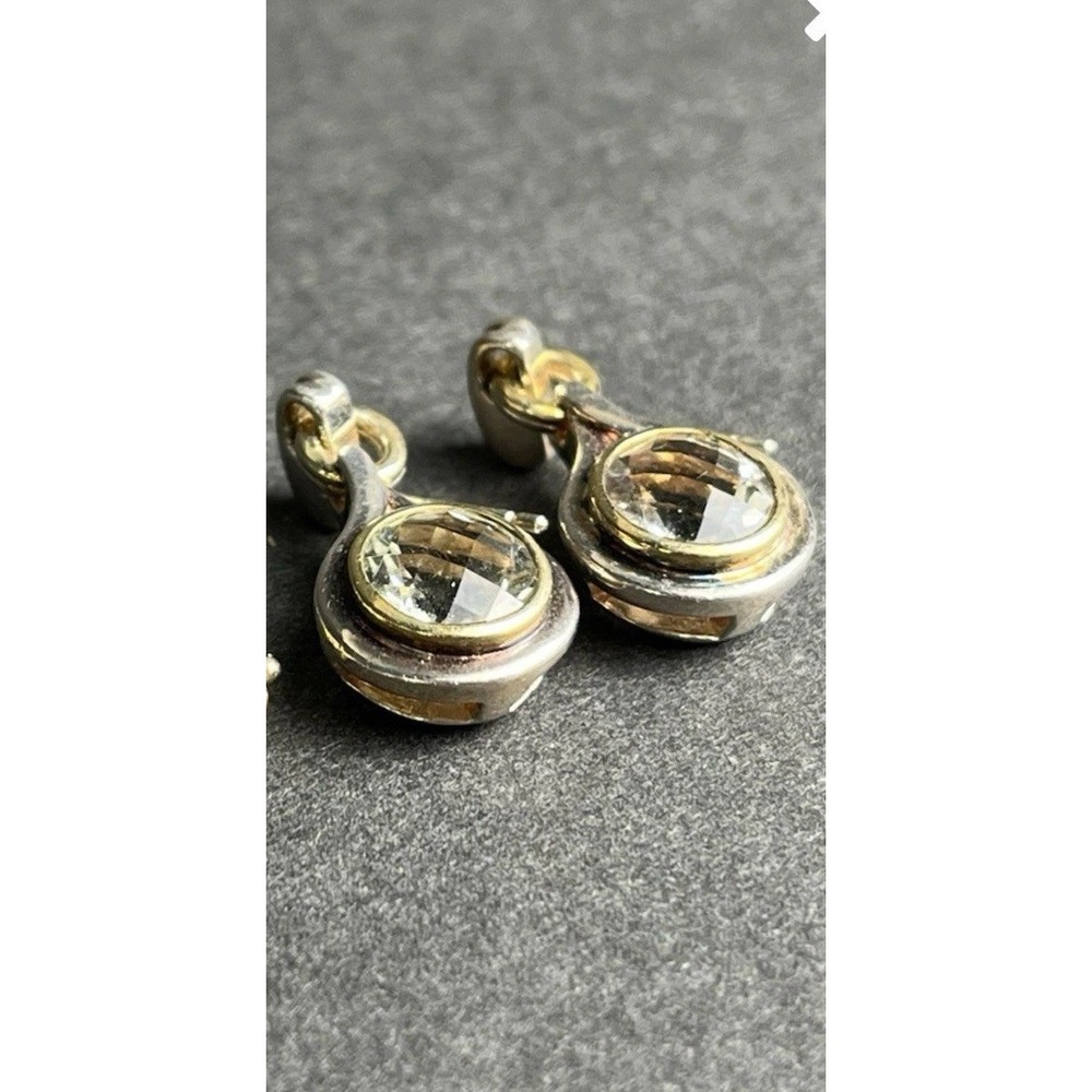 Vintage 970 Silver & 18k Accent Drop Earrings